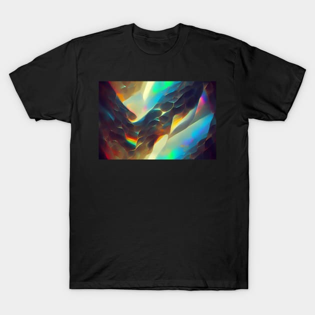 Holographic Crystal Fractured Waves T-Shirt by newdreamsss